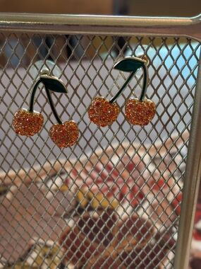 BaubleBar Red Crystal Cherry Drop Earrings